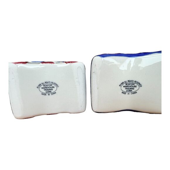 1999 Boston Warehouse American Flag Star Shape Mustard Ketchup Pump Set New - Picture 2 of 8